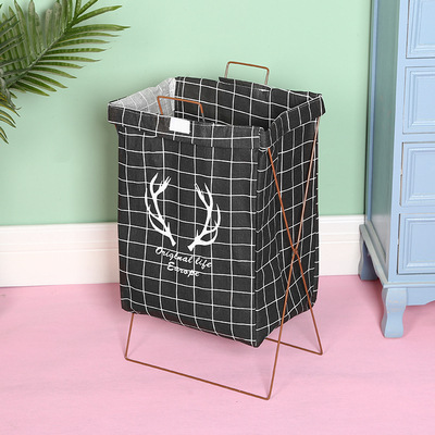 Wrought Iron Storage Basket Bedroom Bathroom Nordic Large Dirty Clothes Basket Household Clothes Toy Foldable Storage Rack