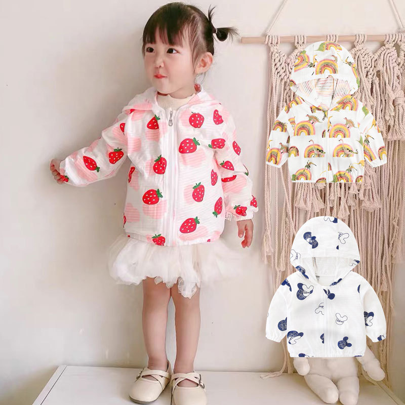 Летняя легкая дышащая куртка для детей, защита от солнца, хлопковая, с капюшоном