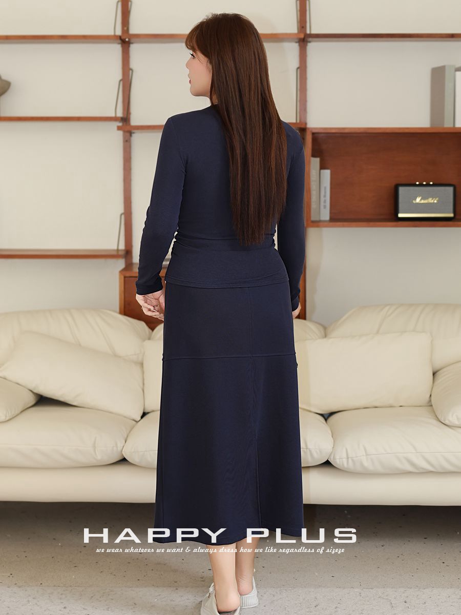 Deconstruction of dividing line high waist A- shaped medium-length overskirt to moisten its 9120-1 plus size college leisure overskirt three-piece set