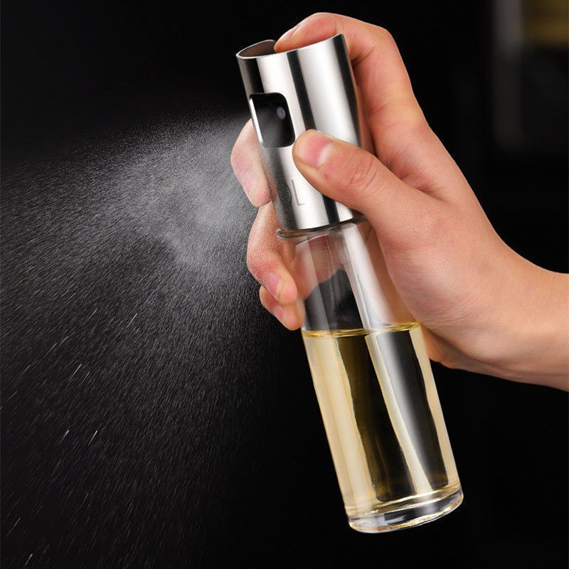 Glass Household Spray Kitchen Oil Pot Spray Pot Fat-Reducing Transparent Fryer Atomized Vinegar Bottle Press Sesame Oil Barbecue Oil Bottle