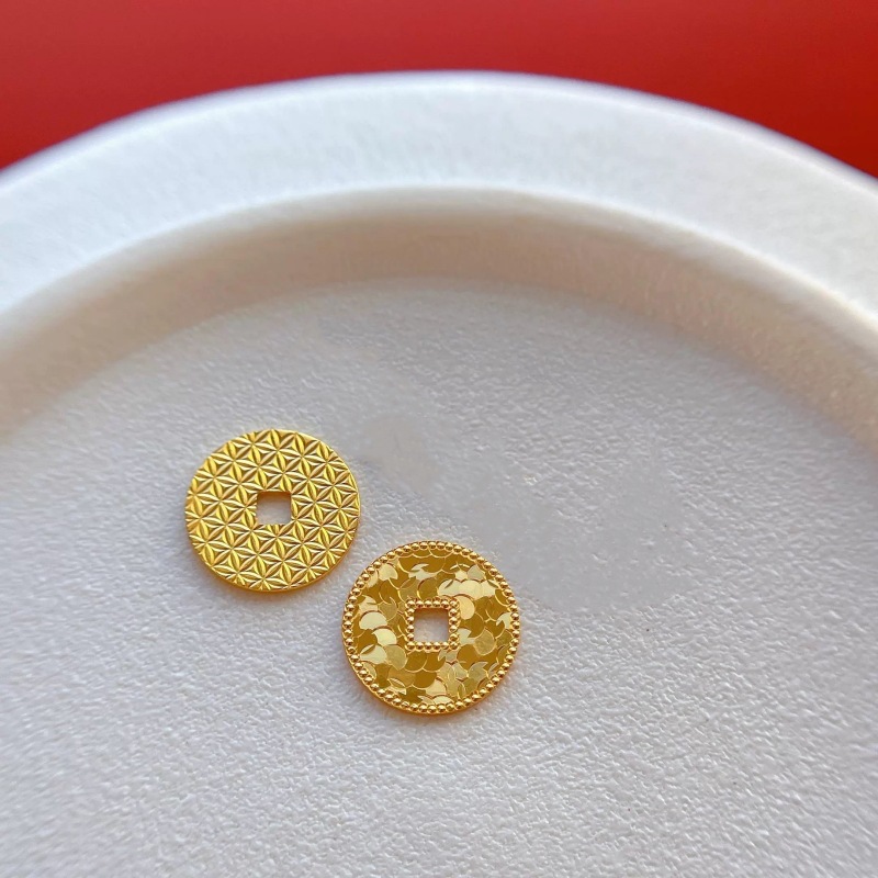 18K Gold Color Gold Five Emperors Coin Accessories Au750 All-Over Gold Hot Style Drainage and Wealth Handmade Accessories Jewelry