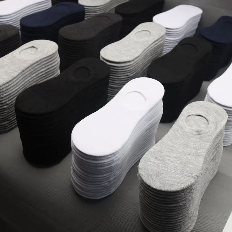 Summer thin black and white gray solid color all-match men's and women's socks shallow mouth low-top invisible socks disposable day throw socks tide