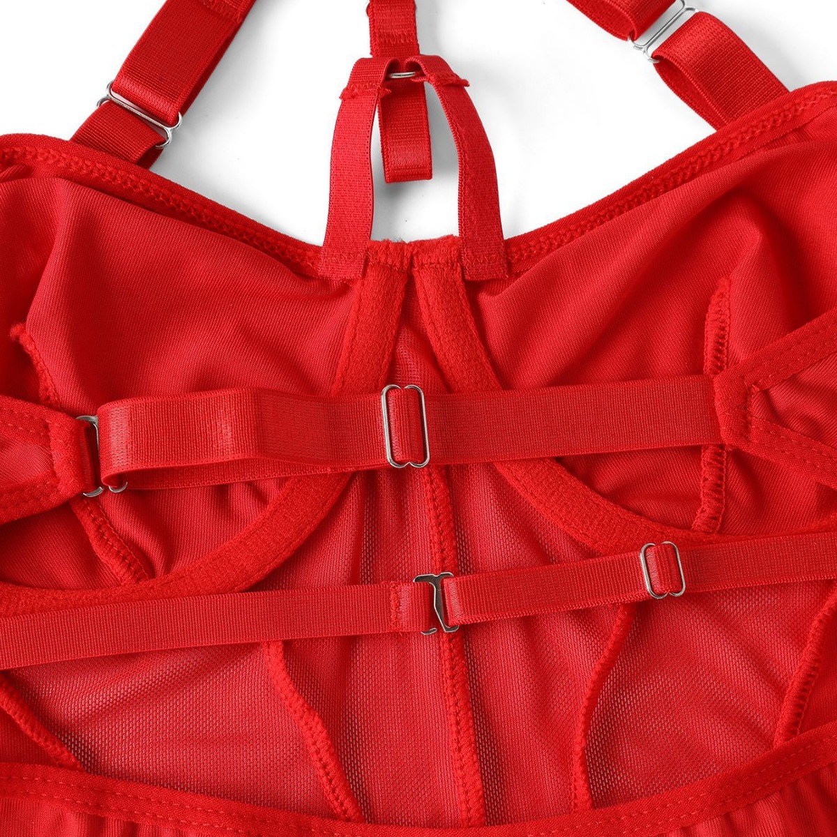 2025 European and American New Style Mesh Cross-Strap Patchwork Sexy One-Piece Fashion Flirtatious Lace Slimming