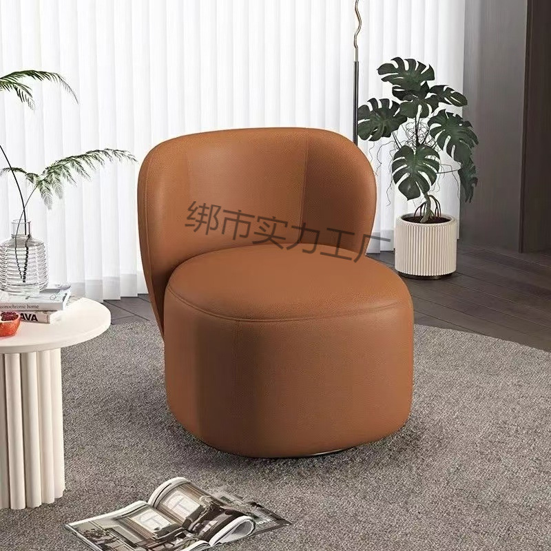 2025 New Balcony Sofa Lazy Simple Leisure Chair Rotatable Fabric Bedroom Dressing Stool Retro Light