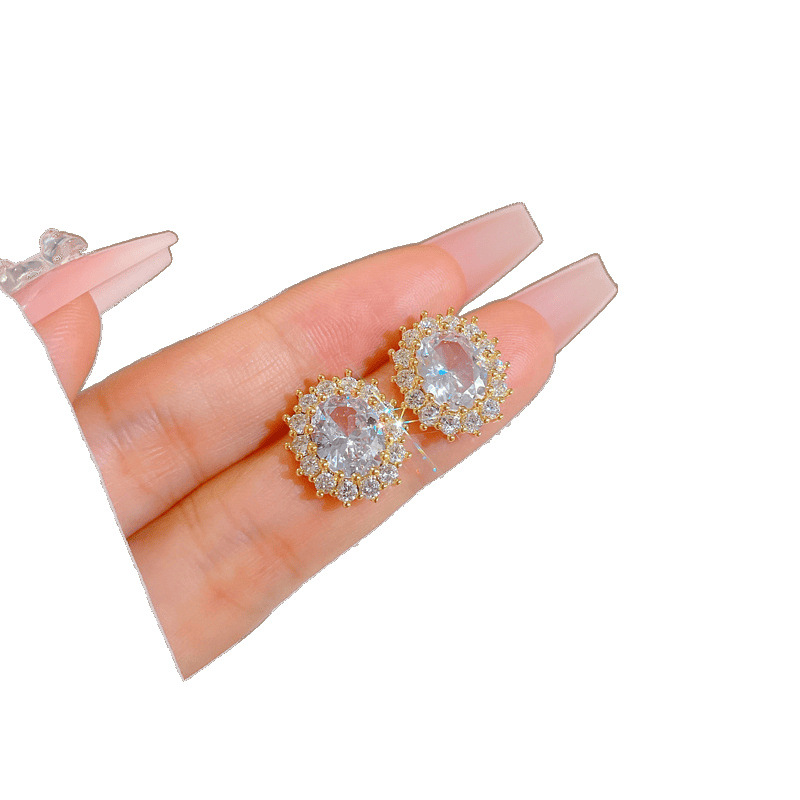 [Set Combination] Egg-Shaped Horse Eye Elegant Internet Celebrity Full Zirconium Necklace Women's Fashion Trend Clavicle Chain Manufacturer