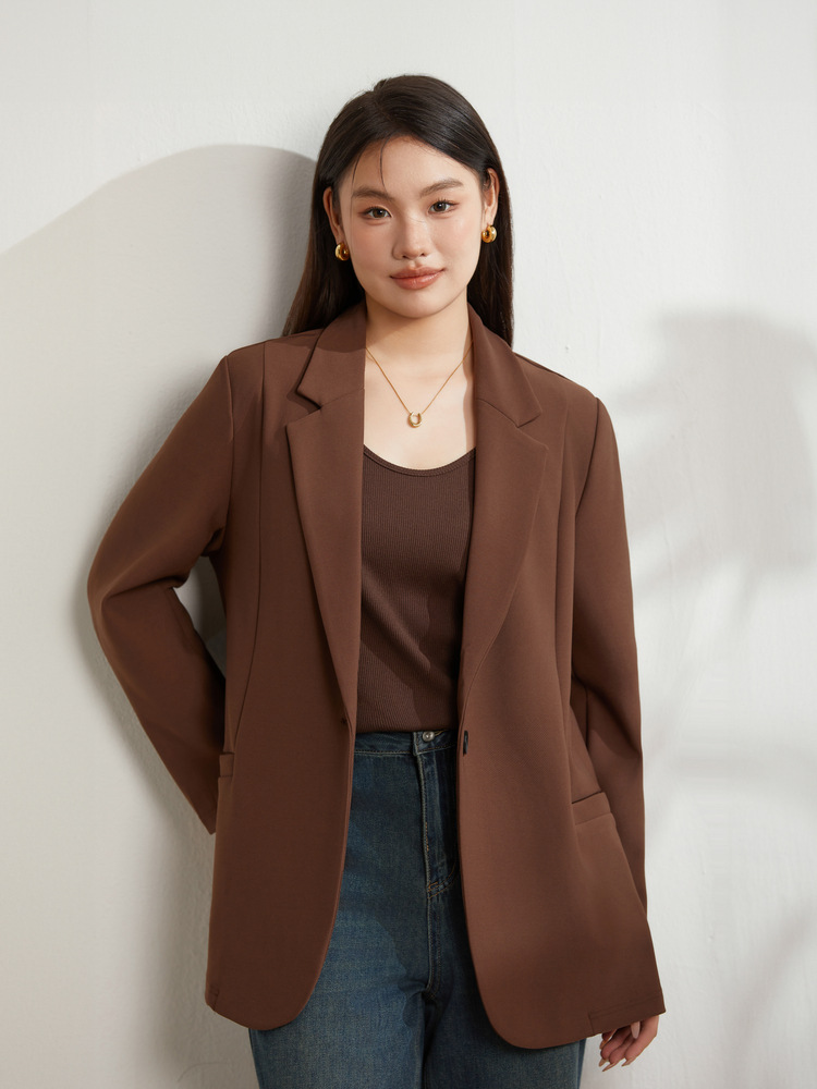 Xianlixiu Spring New Plus Size Women's Clothing Fat mm High-end Elegant Work Clothing Versatile Elastic Comfortable Pure Color Suit