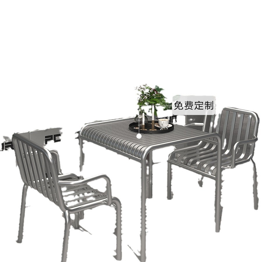 Industrial style creative outdoor courtyard table and chair milk tea shop coffee shop rest area balcony iron outdoor table and chair combination