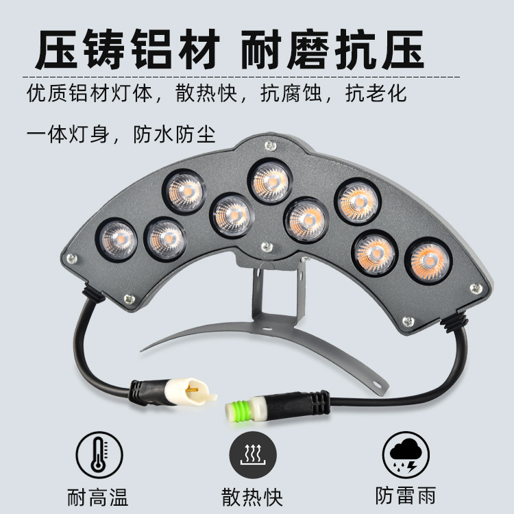 Corrugated lamp outdoor waterproof ancient building pavilion tile lamp temple ancestral hall lighting crescent lamp archway tile eaves lamp 6W