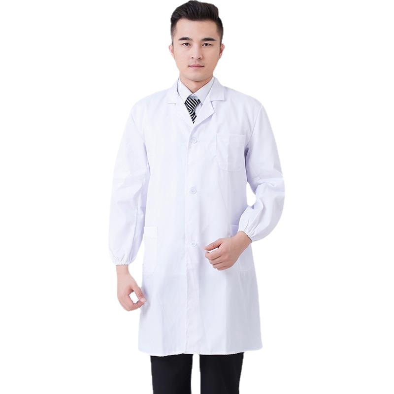White lab coat long-sleeved short-sleeved doctor's experimental doctor's clothing thin elastic thickened men's and women's nurses long work clothes