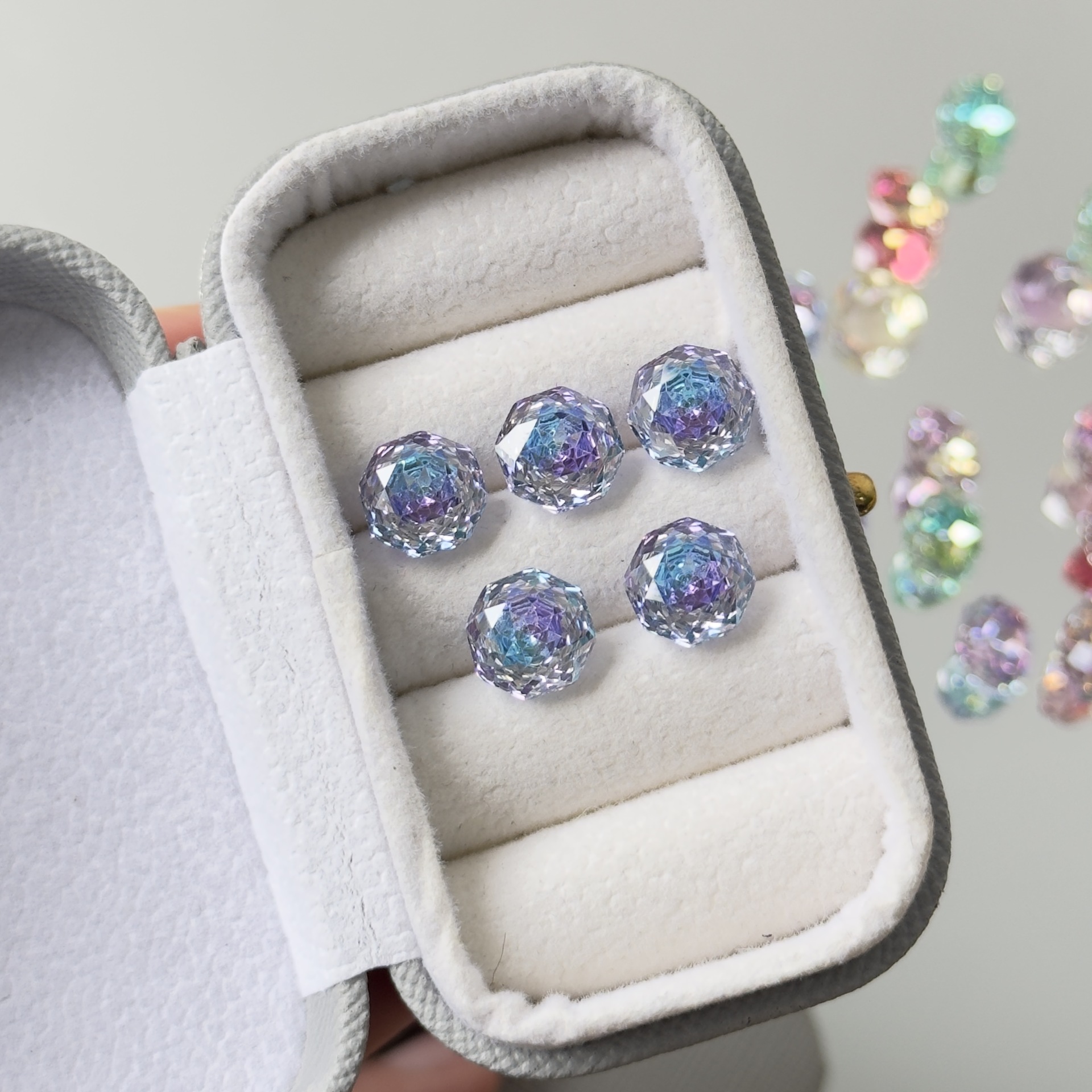 Factory Direct Sales Germanium Heart Coated Gradient Rose Cut Bare Stone Ear Bone Nail Raw Stone 5A Zircon