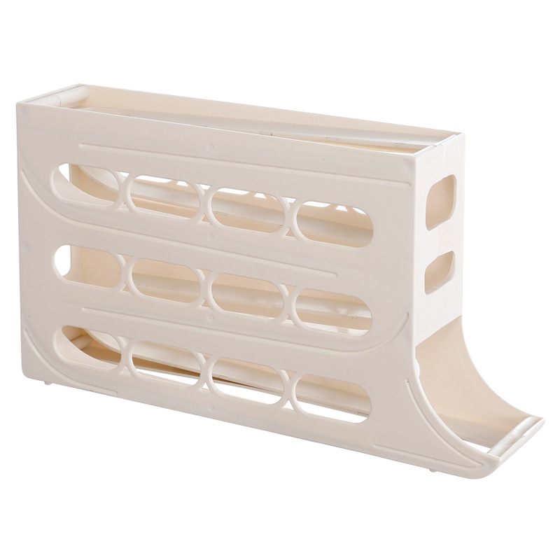 Kitchen egg storage box four-layer slide refrigerator side door egg rack automatic egg supplement bracket drop-resistant egg box