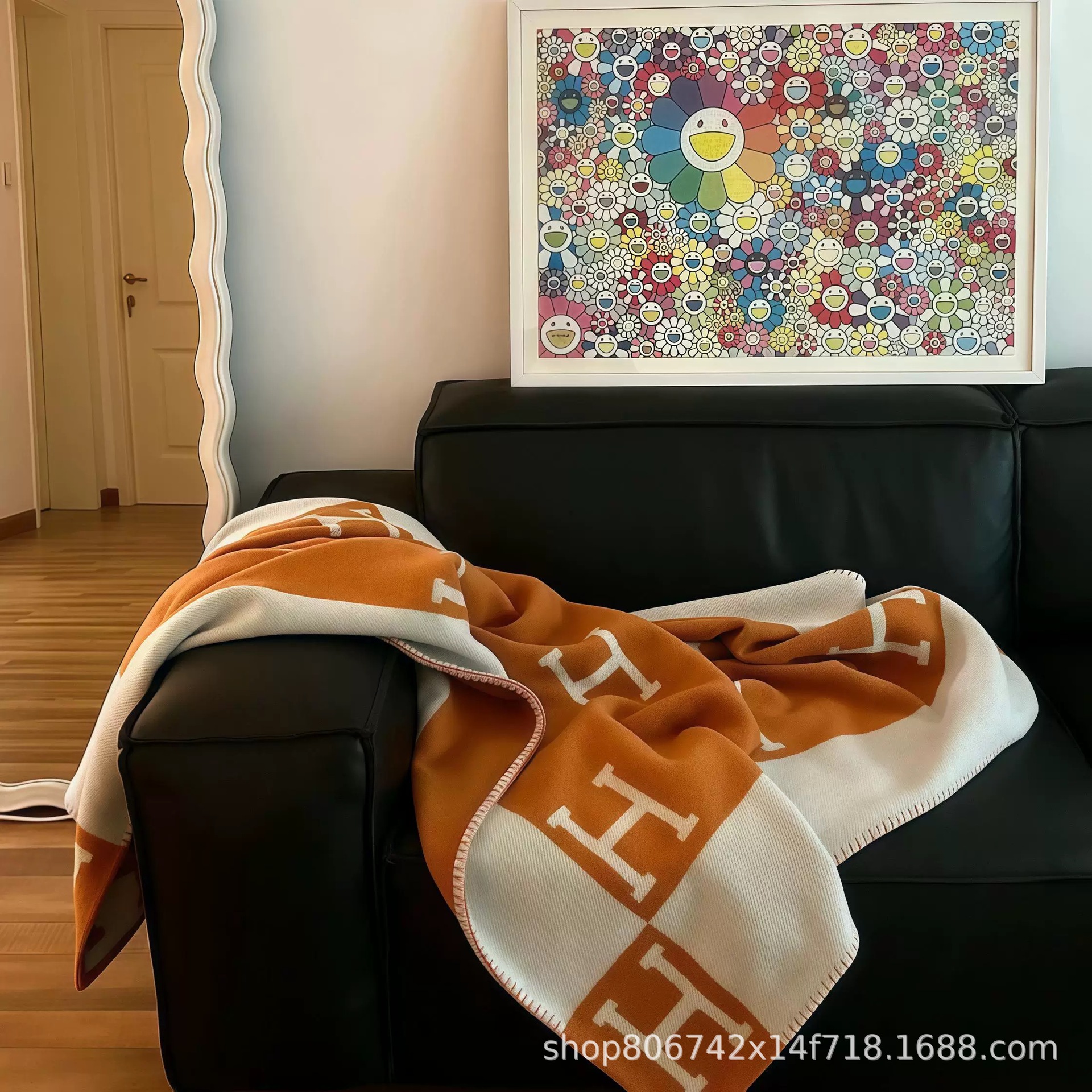 H字母小时代同款轻奢重磅羊毛羊绒毛毯毯子披肩沙发毯家居毯客厅