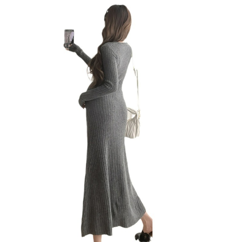 Maternity's Spring and Autumn 2024 New Sweater French Knitted Pit Strip Inner Autumn dress Long Skirt
