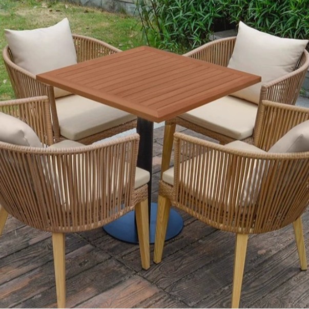 Auman Outdoor Table and Chair Combination Leisure Wooden Outdoor Rattan Chair Five-piece Courtyard Garden Plastic Wood Balcony