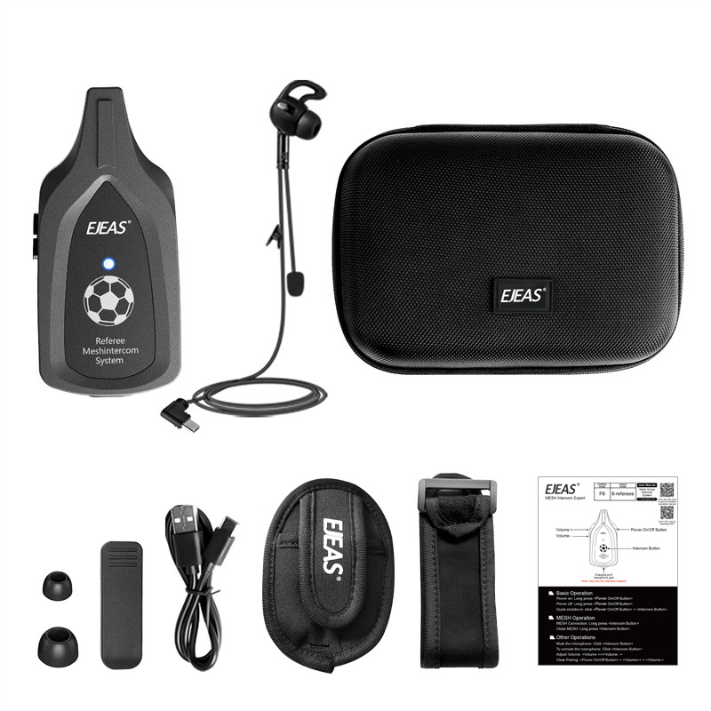 F6 Football Referee Intercom Supports Simultaneous Communication for 6 People and Automatically Reconnects after Disconnection, Professional Event Intercom