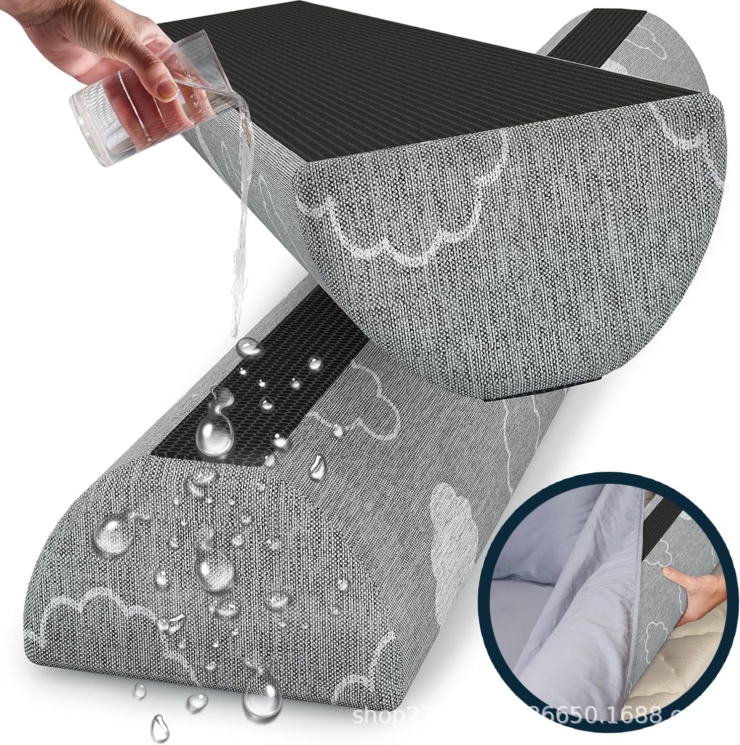 Custom Toddler Bed Bumper Memory Foam Bed Rails Waterproof Washable Double Sided Non-Slip Soft Cover