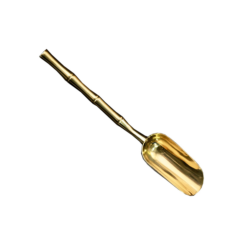 Copper Bamboo-Shaped Engraved Tea Spoon, Tea Leaf Scoop, Tea Set, Tea Ceremony Six Gentlemen Accessories, Pure Copper Tea Spoon, Brass Chinese Style