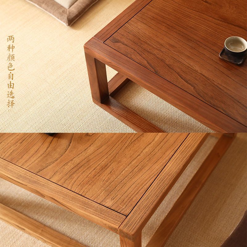 Elm Bay Window Small Coffee Table Solid Wood Kang Table Japanese Tatami Coffee Table Low Table Square Table Simple Tea Table Floor Table