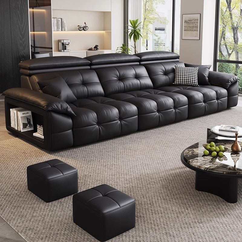 New Lawrence Zero Wall Retractable Electric Functional Sofa Italian Minimalist Living Room First Layer Cowhide Sofa Bed
