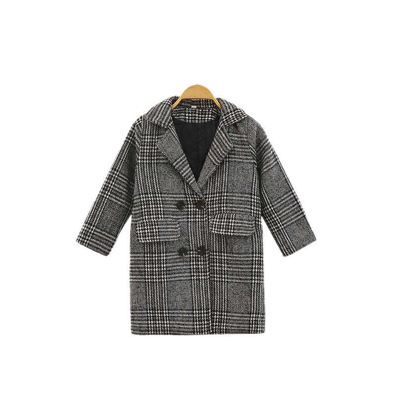 Spring, autumn and winter new children's clothing children's thousand birds plywood coat big girls padded coat a generation of hair