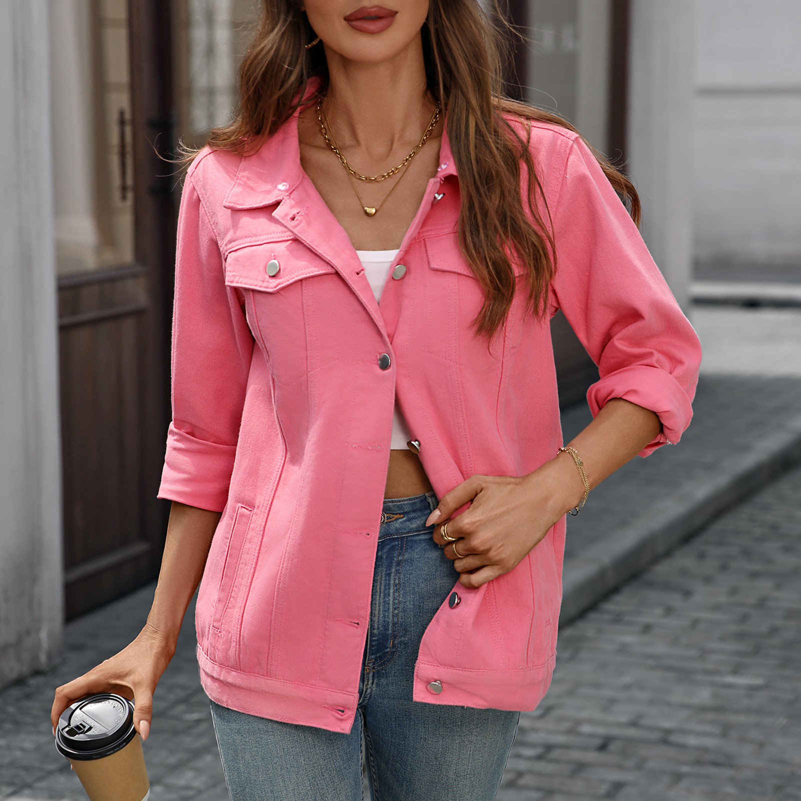 Cross-border Foreign Trade Europe and America Amazon New Joker Classic Retro Classic Loose Denim Jacket Wish Women