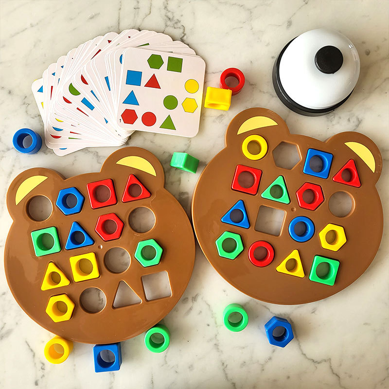 Children's Early Education Educational Bear Geometric Shape Matching Montessori Education Building Blocks Family Interactive Battle Sensory Integration Board Game