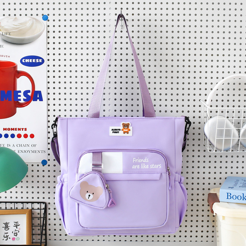 Tuition Bag, Large-Capacity Shoulder Bag for Classes, Korean Style Youth Cross-Body School Bag, Nylon Contrasting Color Tutoring Tote Bag