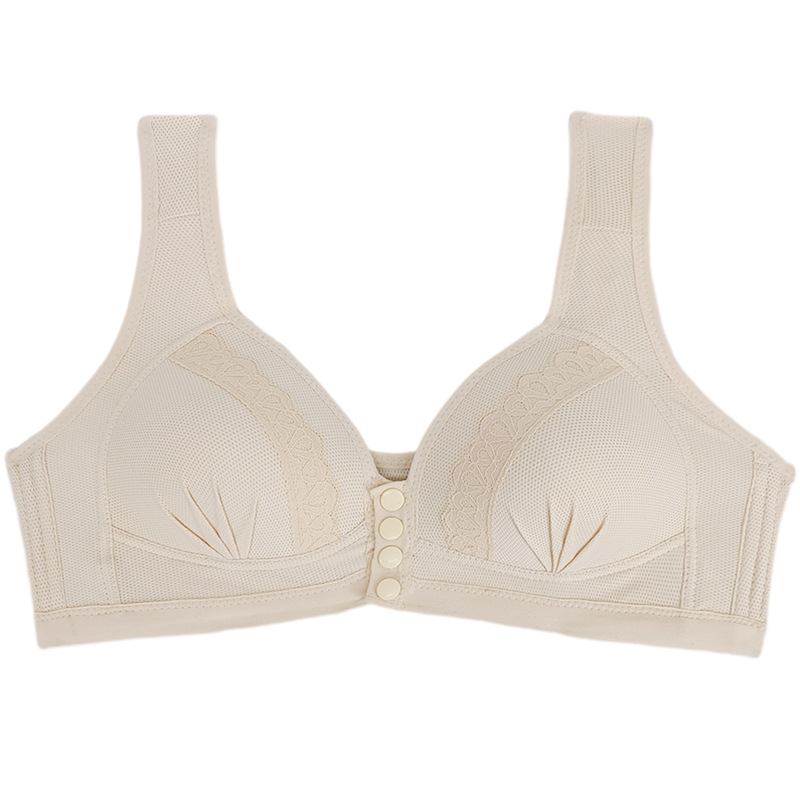 Large size thin no steel ring vest front opening buckle underwear comfortable gathering anti-sagging mother underwear bra wholesale