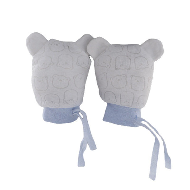 Baby's Anti-scratch Mesh Cotton Gloves Summer Thin Breathable Cool Flower Drawstring Lace-up Baby's Adjustable Gloves