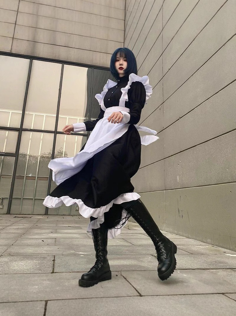 Maid Clothing Men's Daily cosplay Cute Japanese Style Lolita Dress Anime Maid Clothing Lori Black Men and Women