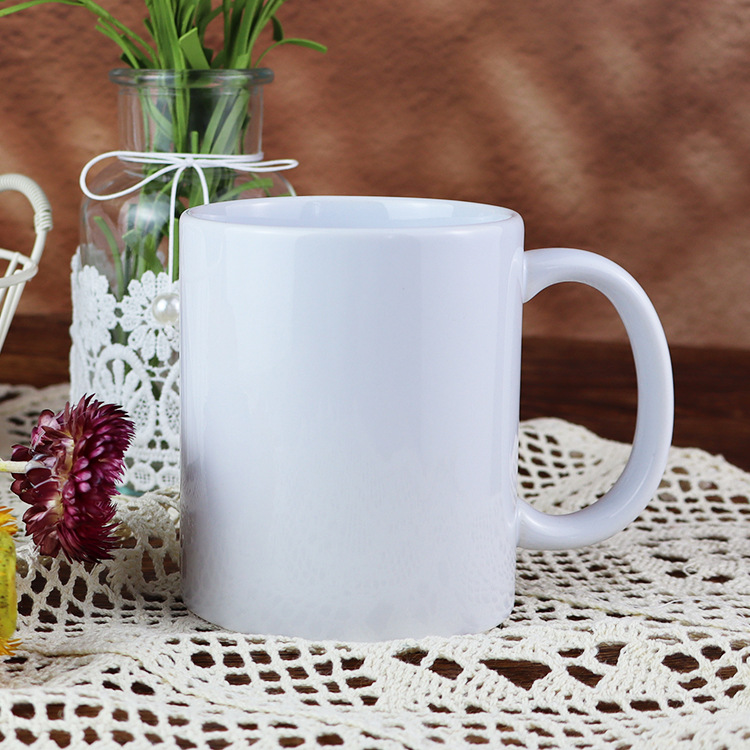 Factory direct supply pure white ceramic mug heat transfer DIY creative white porcelain cup wholesale blank coating cup 11OZ