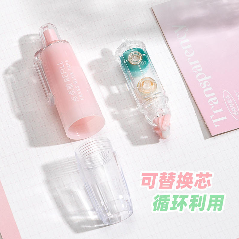 Carba bear press dot glue for children and students to paste high viscosity transparent glue pen with wrong topic to replace the core