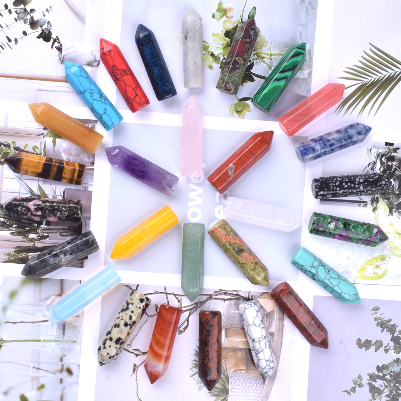 Natural Stone Single-Point Hexagonal Column Raw Ore Ornaments Gemstone Crafts Crystal Jewelry Hexagonal Prism Supply Cross-Border 33mm