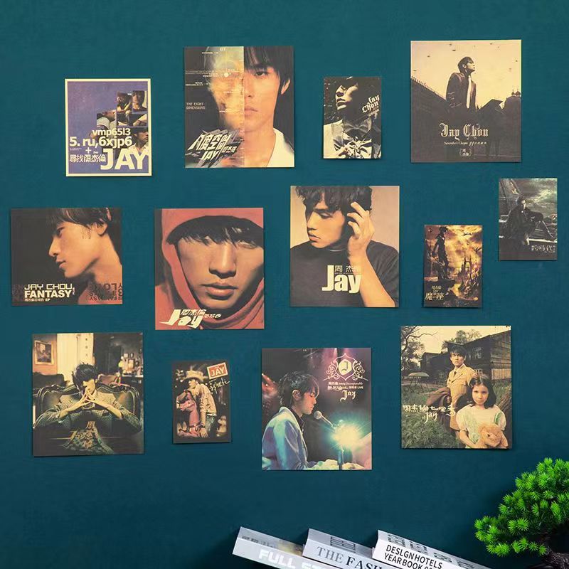Jay Chou album poster kraft paper wall room decoration wall bedroom background layout dormitory painting stickers