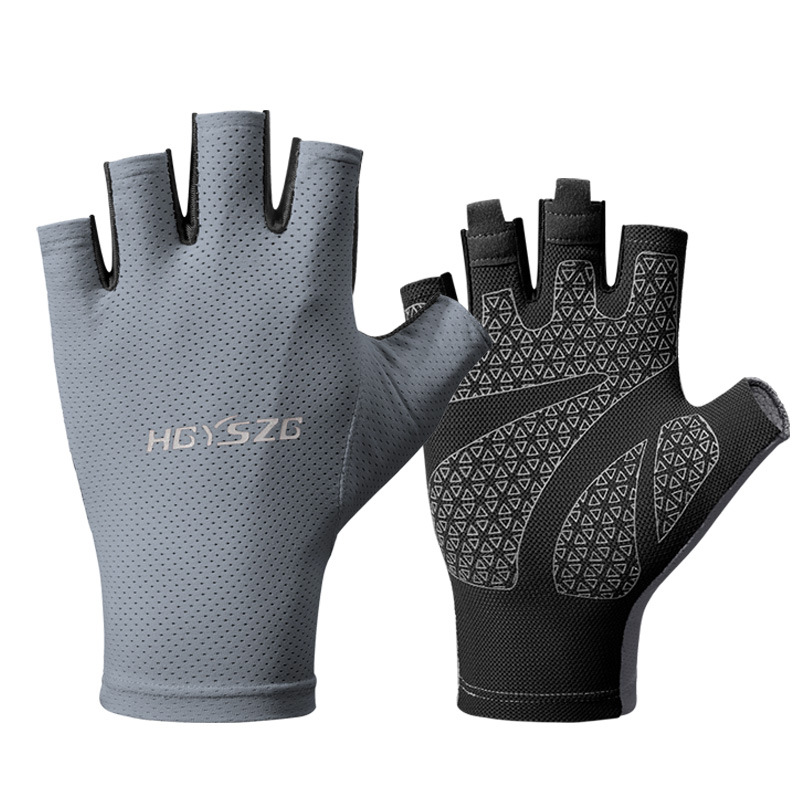 Sun Protection Gloves Xia Lu Finger Riding High Elastic, Tensile, Breathable and Wear-resistant Ice Silk Thin Fitness Sports Palm Non-slip