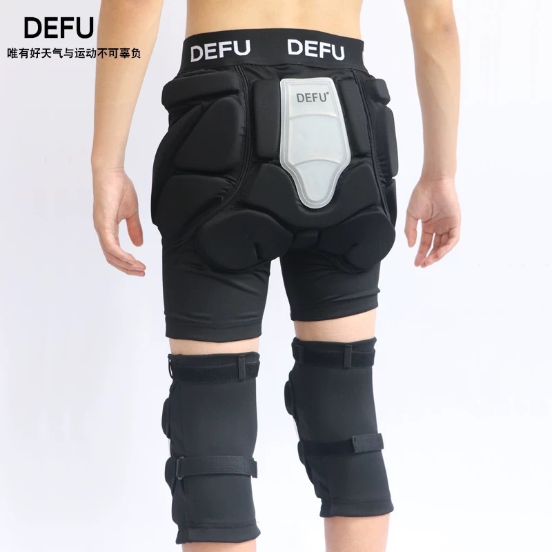 Silicone Professional Ski Protective Gear, Hip and Knee Pads, Inner Wear Ski Anti-Fall Single and Double Board Hip Pads Set