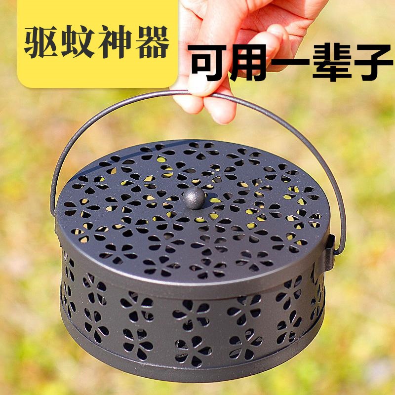 Mosquito Coil Holder for Home Use, Mosquito Coil Rack Tray, Iron Art, Fireproof and Anti-Scalding, with Lid, Indoor Creative Incense Burner, Mosquito Coil Box