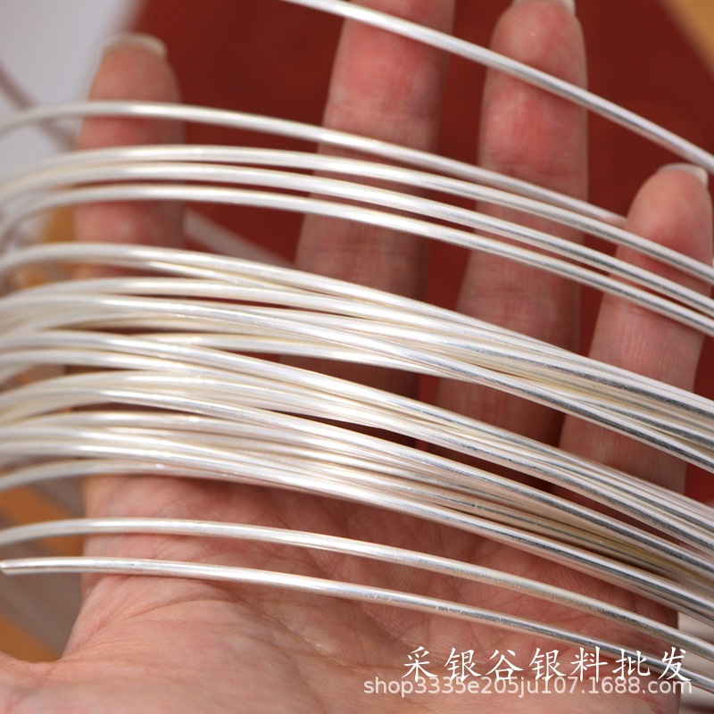 Round 9999 Pure Silver Wire Inlaid Sterling Silver Handmade DIY Filigree Braided Conductive Ring Bracelet Silver Material