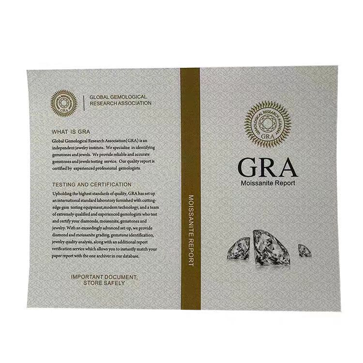GRA Moissanite Certificate Mini Edition Moissanite Certificate Set with Black Card Envelope Label Enquiry Certification