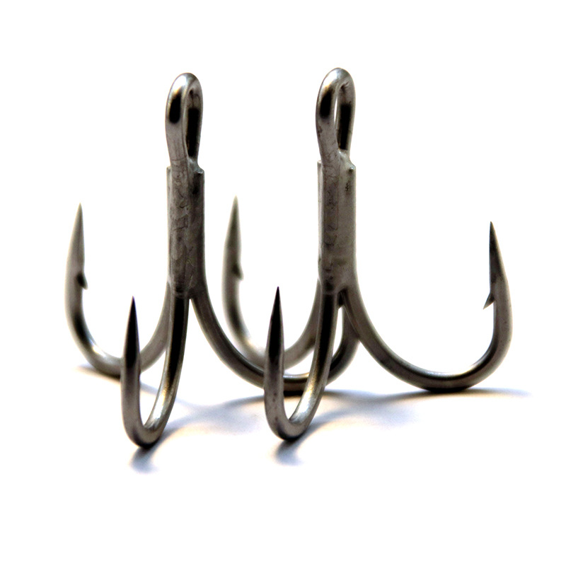 High Carbon Steel Lure 6066 Reinforced Three-Hook Thickened Barbed Three-Hook Black Nickel Anti-Rust Coated Fishhook Wholesale