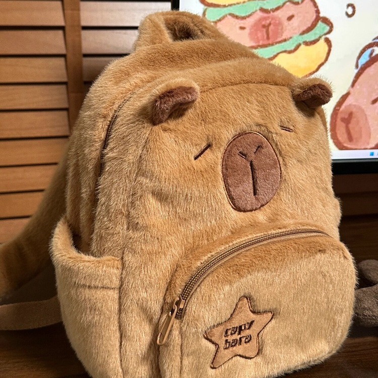2025 New Kapibala Plush Capybara Backpack Cute Crossbody Handbag Female Cartoon Student Small Backpack