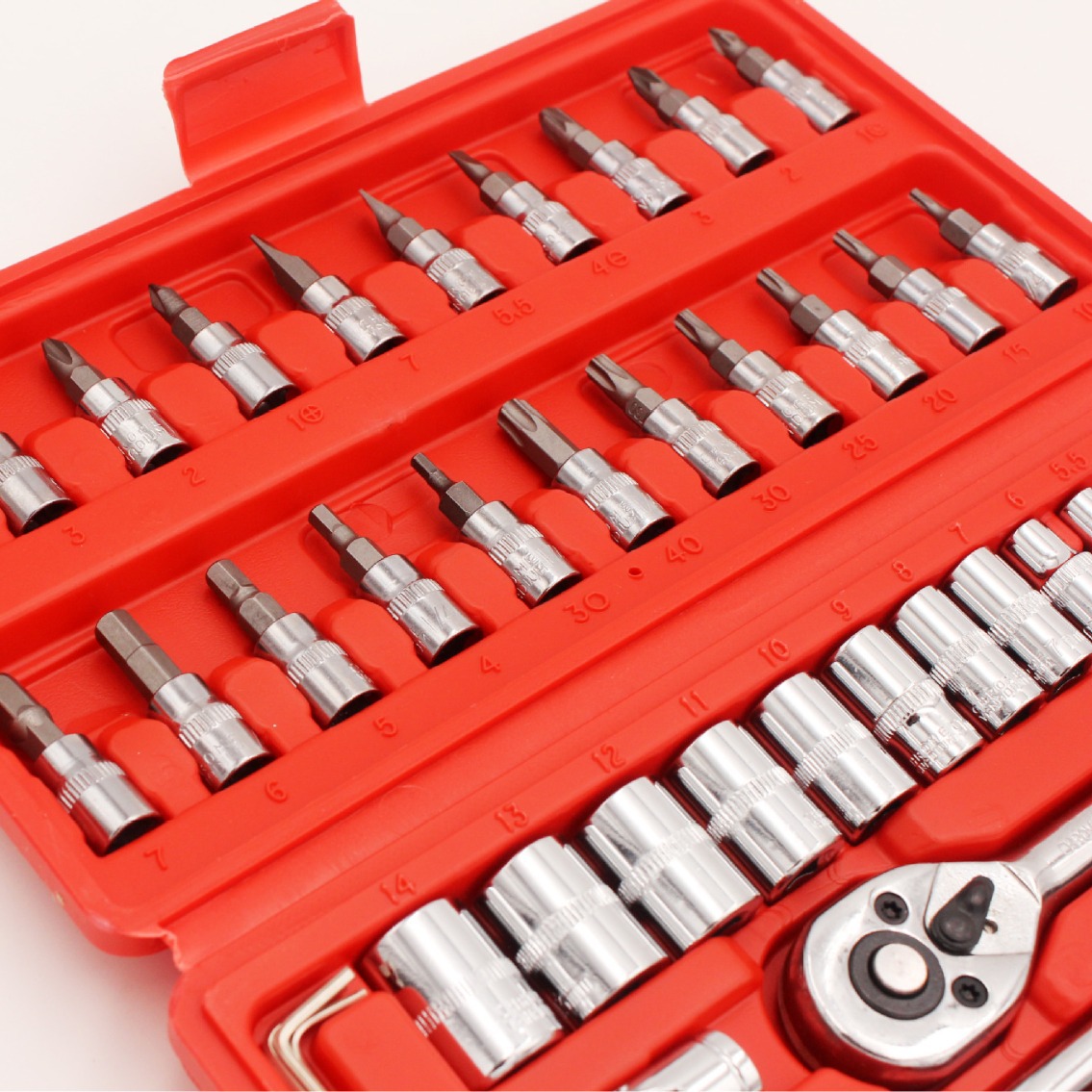 Snjue Auto Repair Tool Set Ratchet Wrench Socket Tool 46-Piece Set Bit Combination Tool Hardware Tools