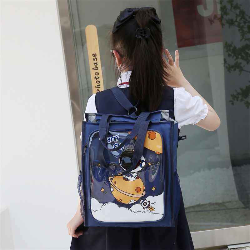 Student Tutorial Handbag Carrying Book Bag Tutorial Bag Oxford Large Capacity Junior High School Student Primary School Student File Bag with Zipper