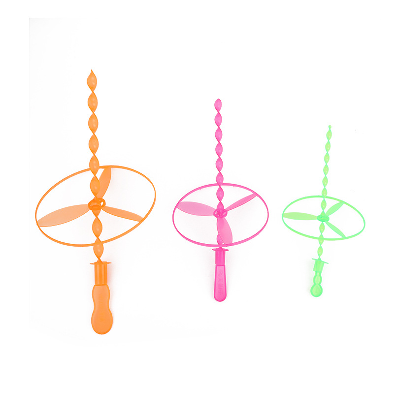 Medium-sized non-luminous flying sky fairy hand-pushed flying saucer nostalgic toys wholesale bamboo dragonfly stall push gifts