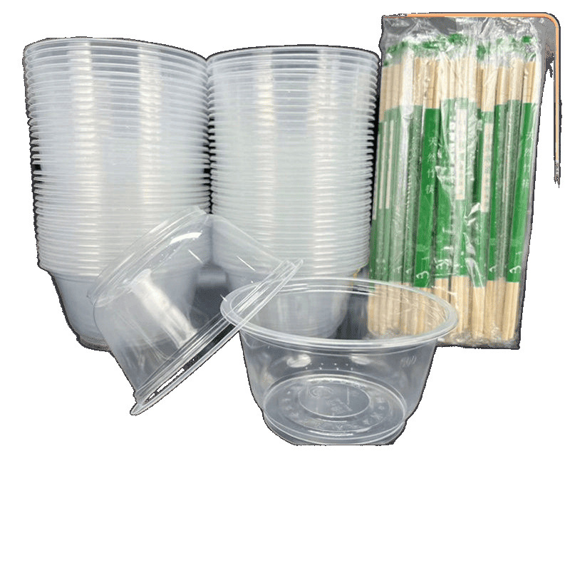 Disposable Tableware Plastic Bowl Packaging Thickened Takeaway Small Lunch Box Fast Food Box with Lid