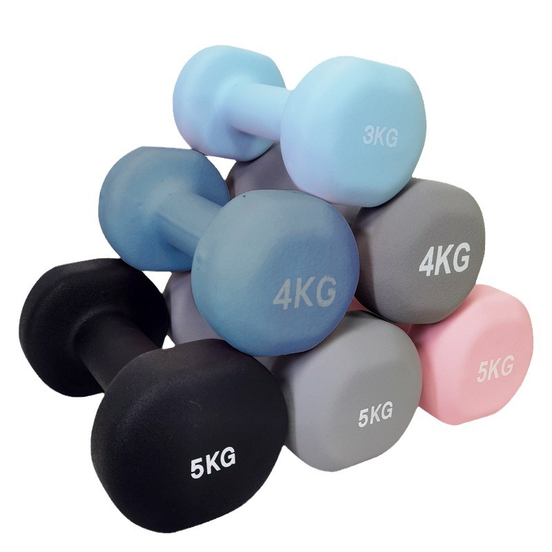 Yoga Fitness flat head frosted plastic dipping dumbbell men and women home exercise sports equipment solid cast iron dumbbell