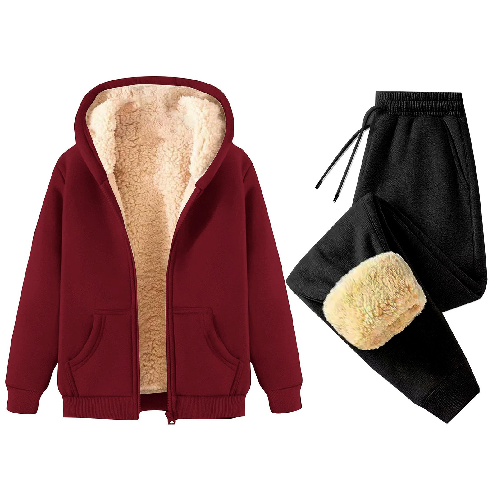 Wei Yi suit Set of Lamb Velvet Student suit Women 2022 New Fall/Winter fleece-lined Thickened Wei Yi Pants