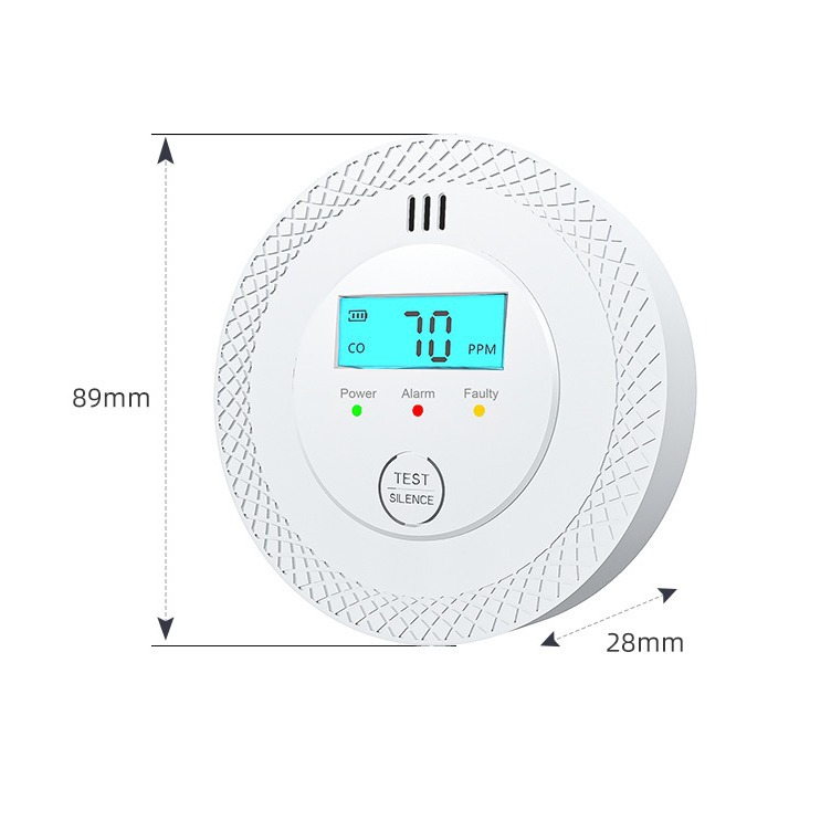 Cross-Border Hot Selling European Standard Indoor Wall-Mounted Independent Co Detector Mini Round Household Carbon Monoxide Alarm