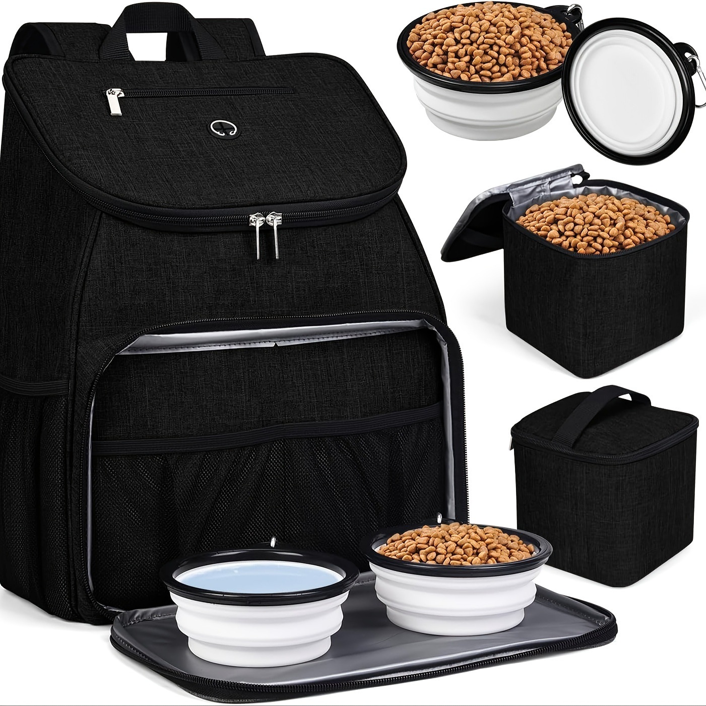 2025新款跨境代发耐用宠物旅行背包2个可折叠硅胶碗跨境代发