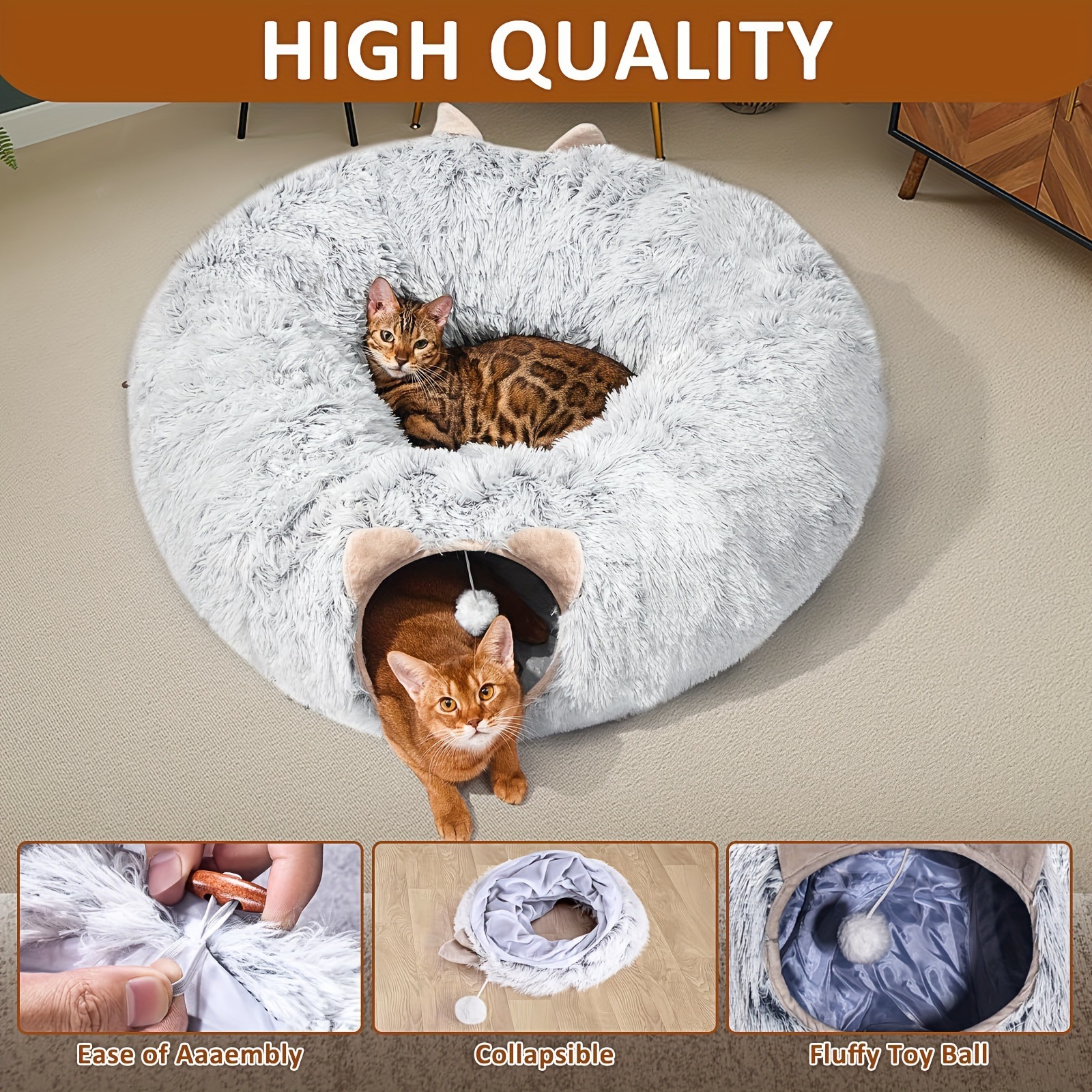 2025 New Cross-Border Comfortable Cat Tunnel Comfortable Soft Plush Cat Tunnel Cross-Border Dropshipping
